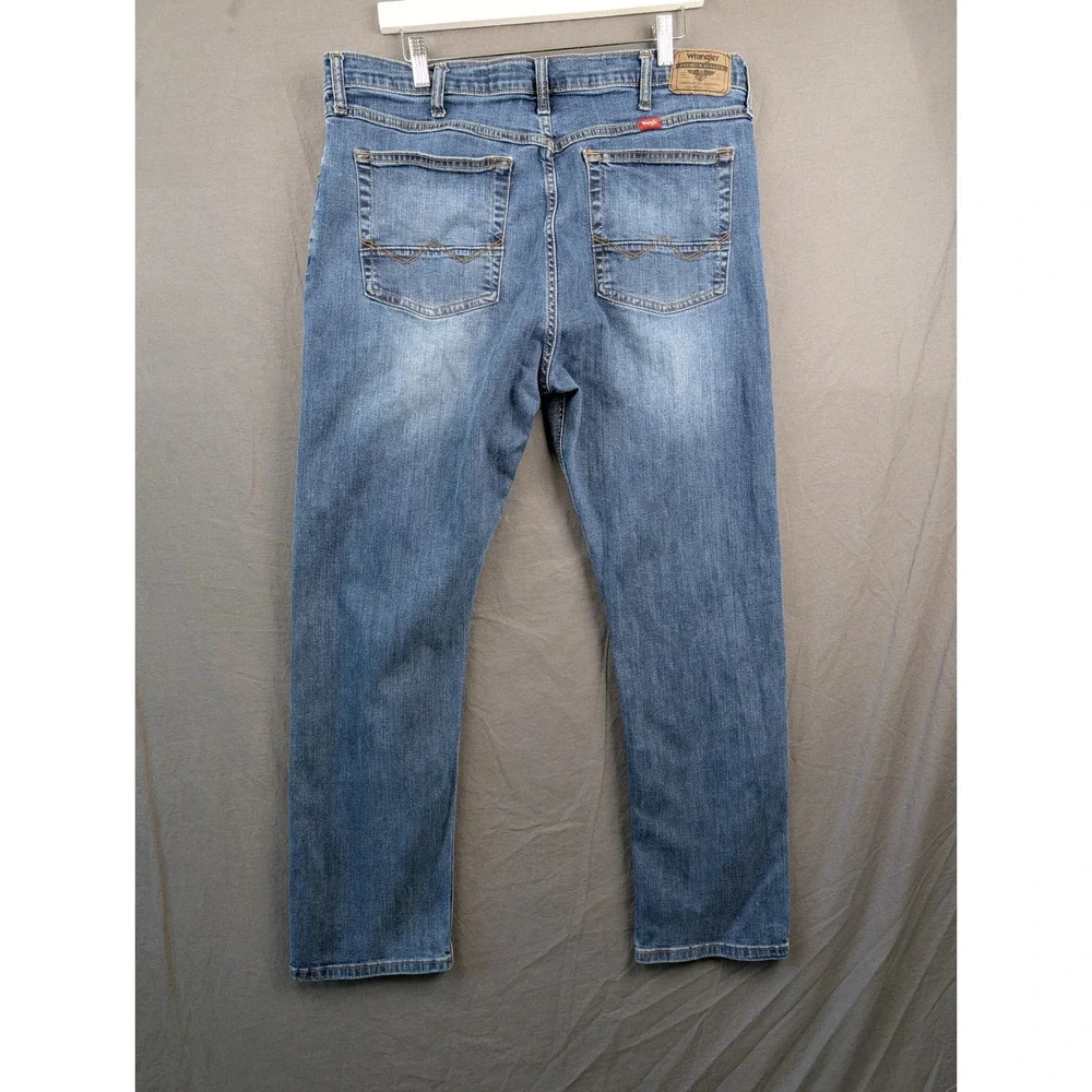Wrangler Slim Straight Mens Blue Denim Jeans 38x30